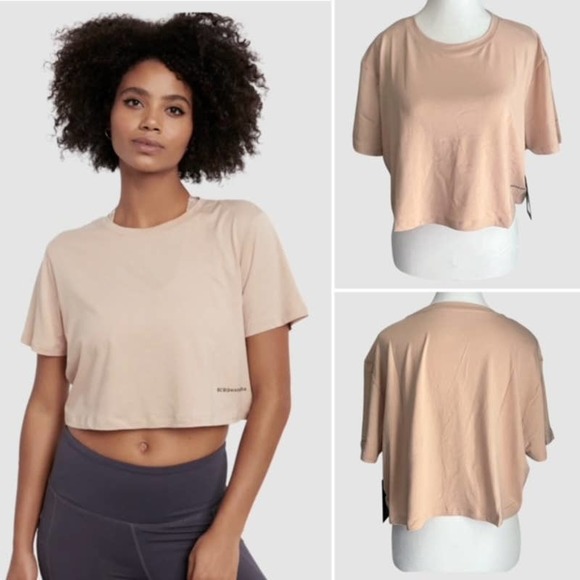BCBGMaxAzria Kylie Crop Tee Bare Pink, NWT-Size XL - Picture 1 of 9